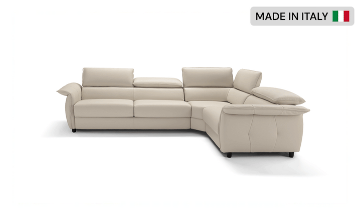 Klaussner Italia Morenza L-Shape Leather Recliner Sleeper Sectional  Sofa With Adjustable Headrest