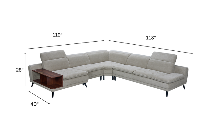 Klaussner 6 Pieces Crescent Sectional Sofa - Jennifer furniture