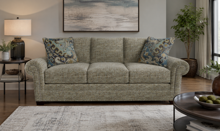 Klaussner Parkston Fabric Traditional Rolled Arm Sofa with Nailhead Trim