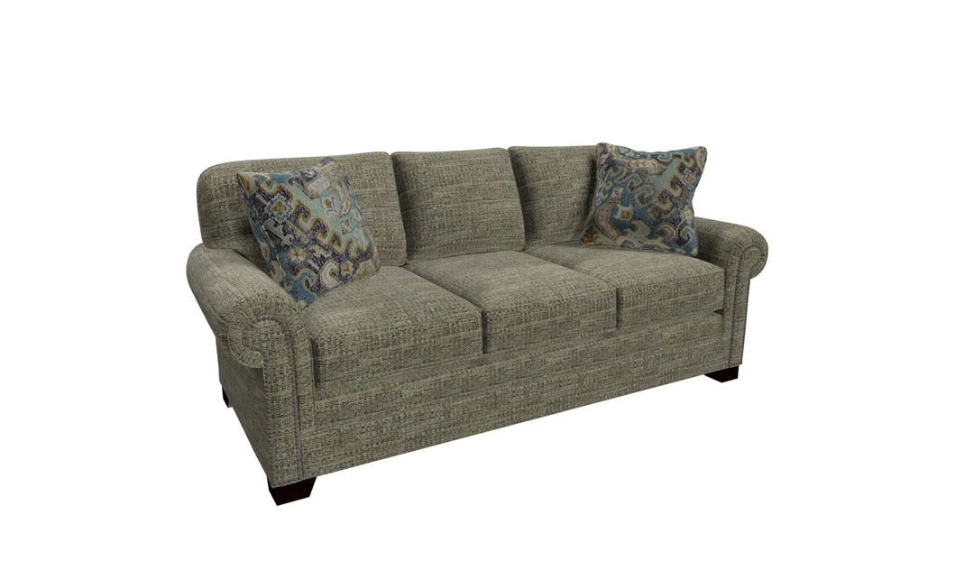 Klaussner Parkston Fabric Traditional Rolled Arm Sofa with Nailhead Trim