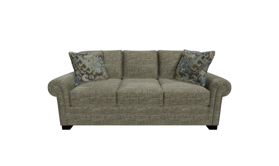 Klaussner Parkston Fabric Traditional Rolled Arm Sofa with Nailhead Trim