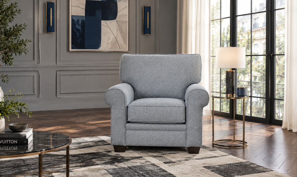 Klaussner Addison Fabric Accent Chair with Rolled Arms - Jennifer Furniture