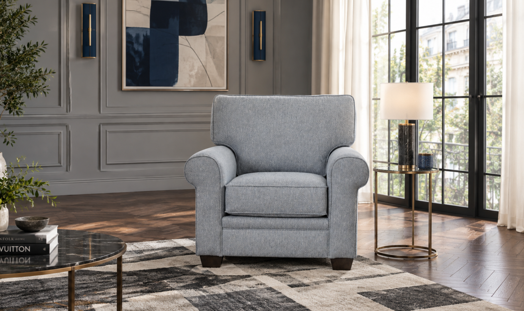 Klaussner Addison Fabric Accent Chair with Rolled Arms - Jennifer Furniture