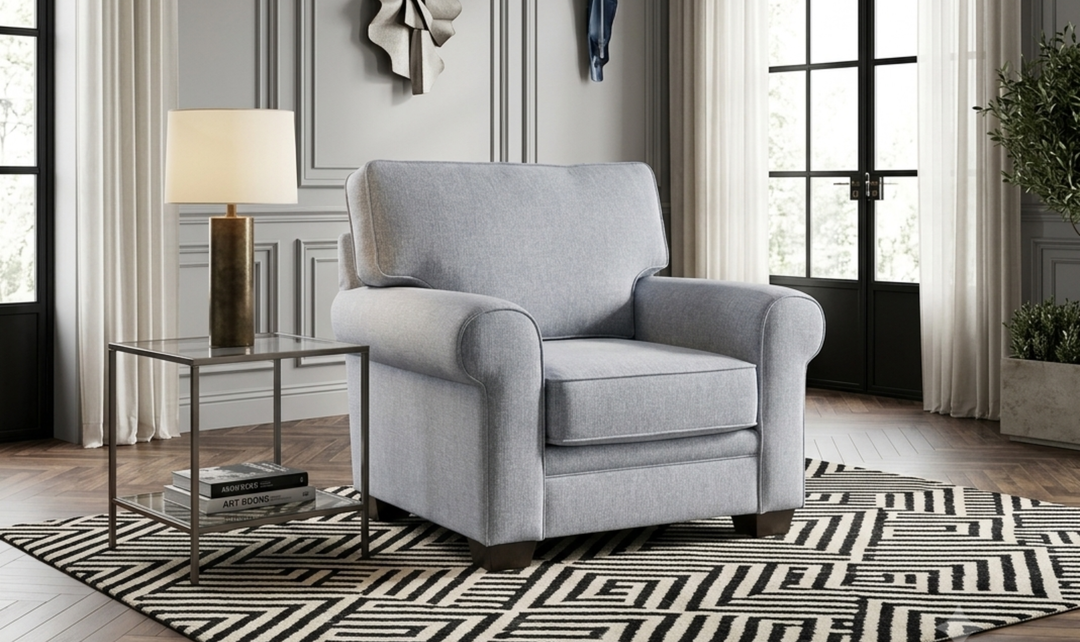 Klaussner Addison Fabric Accent Chair with Rolled Arms - Jennifer Furniture