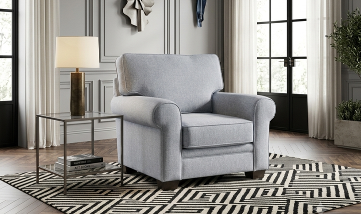 Klaussner Addison Fabric Accent Chair with Rolled Arms - Jennifer Furniture