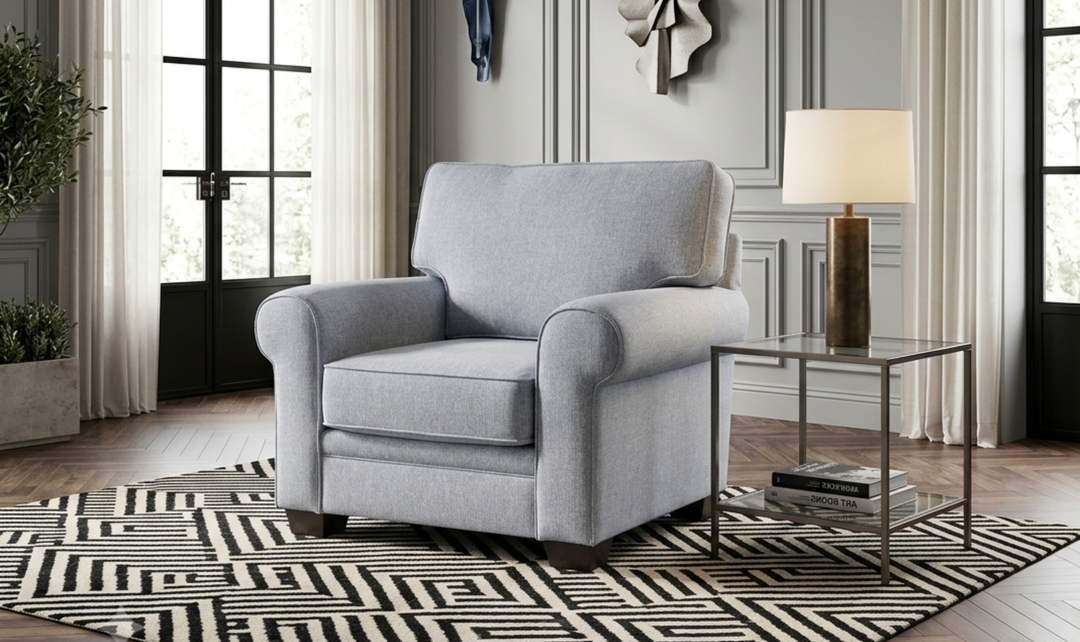 Klaussner Addison Fabric Accent Chair with Rolled Arms - Jennifer Furniture