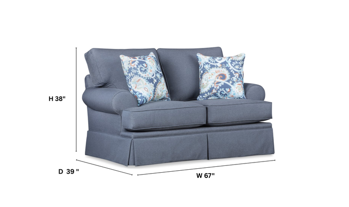 Klaussner Emily Fabric Loveseat with Rolled Arms