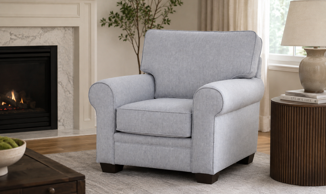 Klaussner Addison Fabric Chair With Rolled Arms - Jennifer furniture