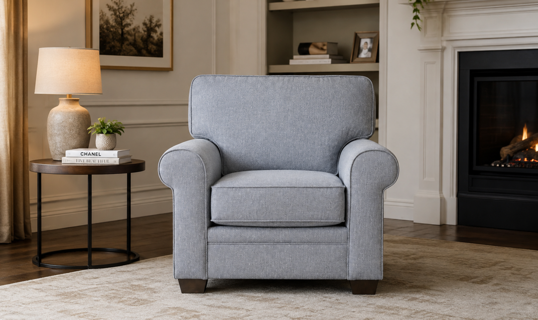 Klaussner Addison Fabric Chair With Rolled Arms - Jennifer furniture