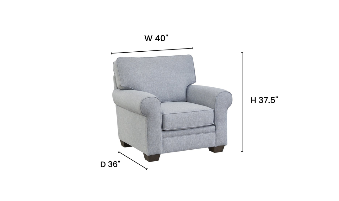 Klaussner Addison Fabric Chair With Rolled Arms - Jennifer furniture