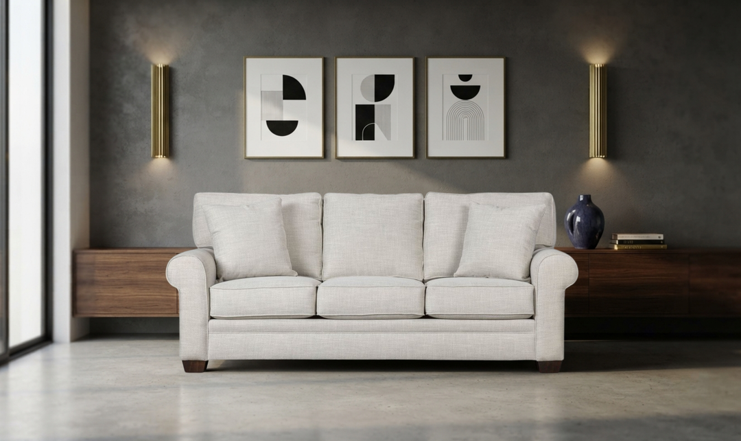 Klaussner Addison Three-Seater Sofa with Rolled Arms-Jenniferfurniture