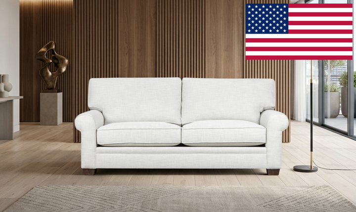 Klaussner Addison Fabric Sofa with Rolled Arms