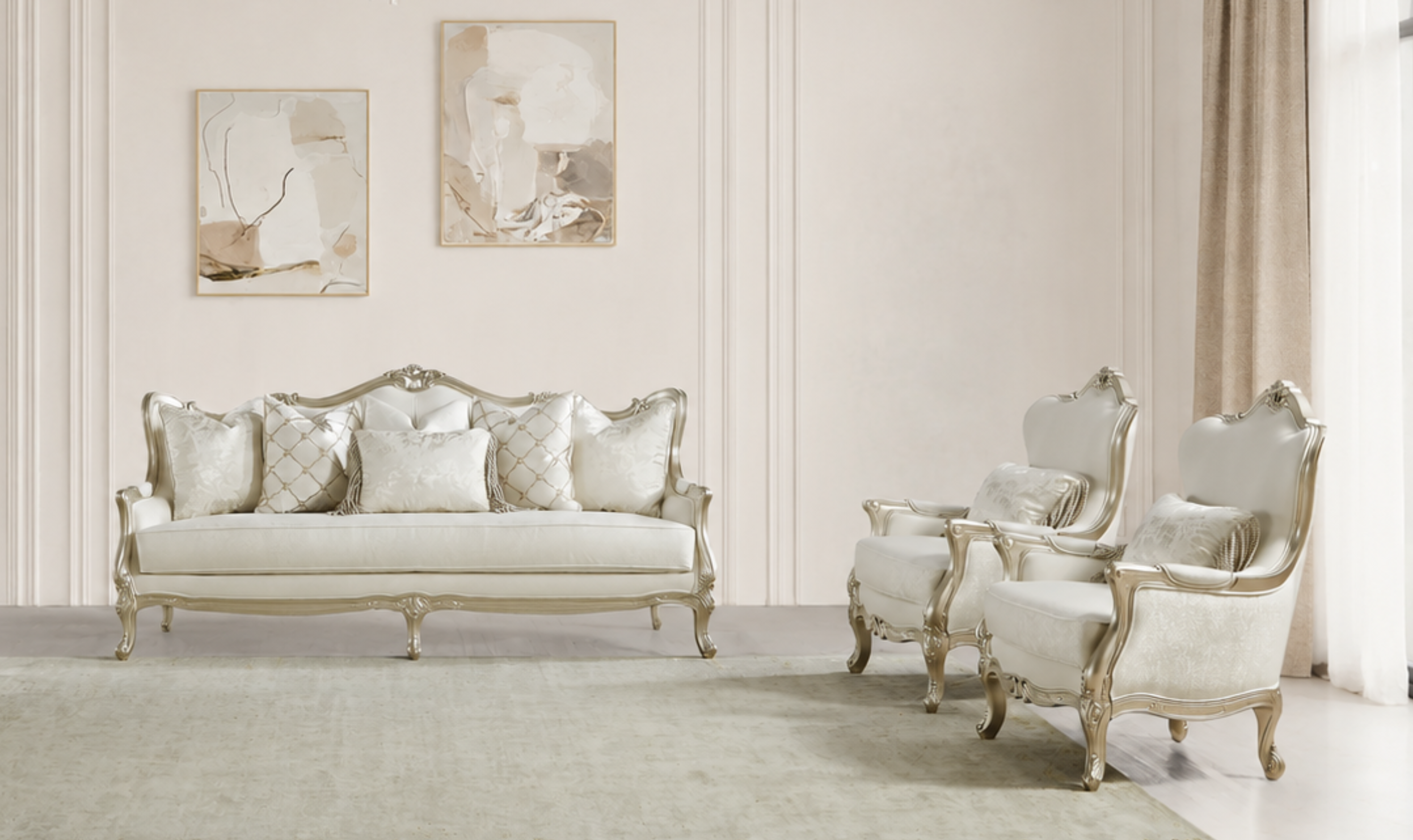 Klaussner Aeon Fabric Living Room Set In Champagne Gold-Jennifer Furniture