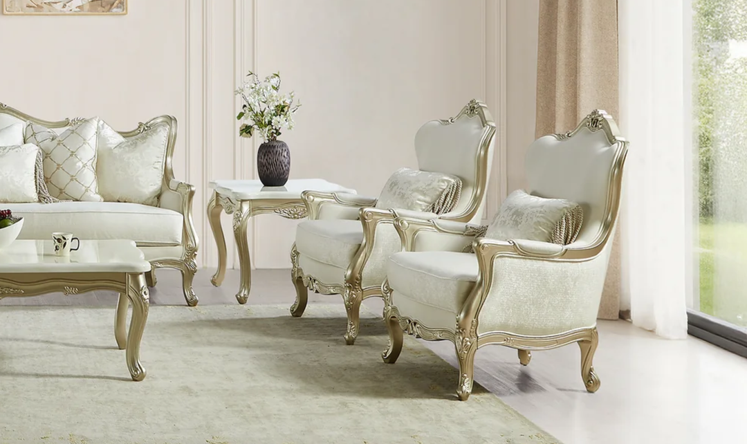 Klaussner Aeon Fabric Living Room Set In Champagne Gold