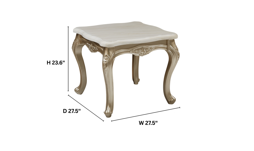 Klaussner Aeon Contemporary Square Glass Top End Table in Champagne Gold-JEnnifer Furniture