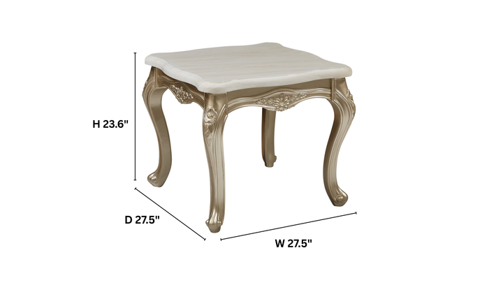 Klaussner Aeon Contemporary Square Glass Top End Table in Champagne Gold-JEnnifer Furniture