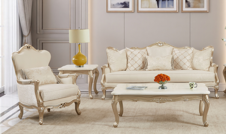 Klaussner Aeon Square Glass Top End Table in Champagne Gold