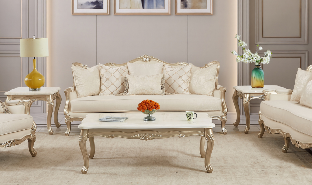 Klaussner Aeon Fabric Luxury Classic 3- Seater Sofa in Champagne Gold
