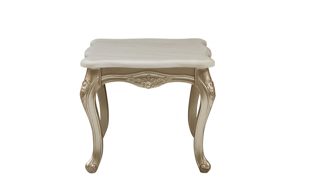 Klaussner Aeon Contemporary Square Glass Top End Table in Champagne Gold-JEnnifer Furniture
