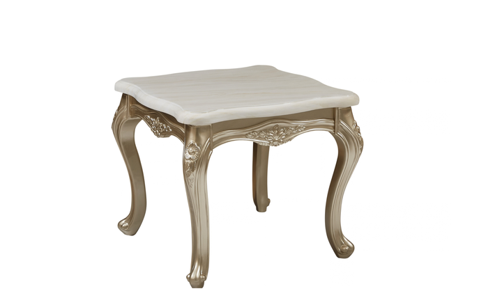 Klaussner Aeon Contemporary Square Glass Top End Table in Champagne Gold-JEnnifer Furniture