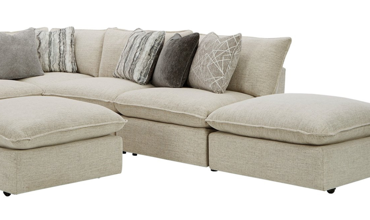 Klaussner Alderbrook Fabric Modular Sectional Sofa with Bumper Ottoman-Jennifer Furniture