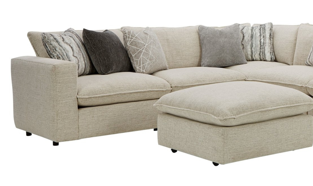 Klaussner Alderbrook Fabric Modular Sectional Sofa with Bumper Ottoman-Jennifer Furniture