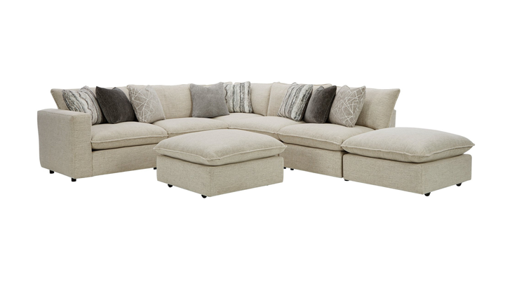 Klaussner Alderbrook Fabric Modular Sectional Sofa with Bumper Ottoman-Jennifer Furniture