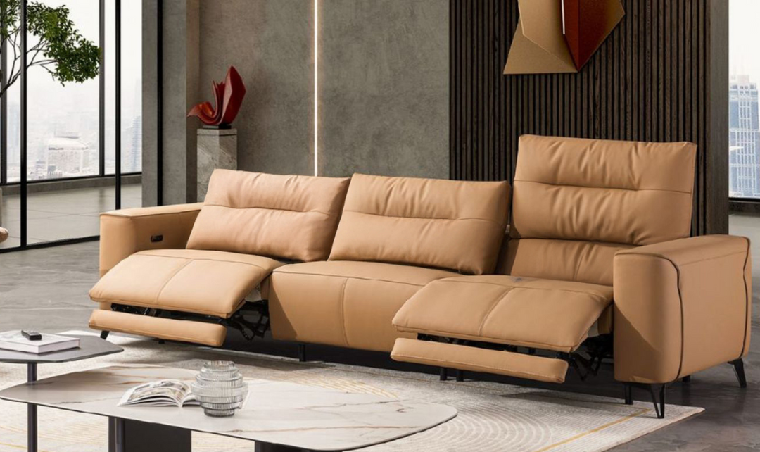 Klaussner Alessandro 3-Seater Leather Power Recliner Sofa-Jennifer Furiture