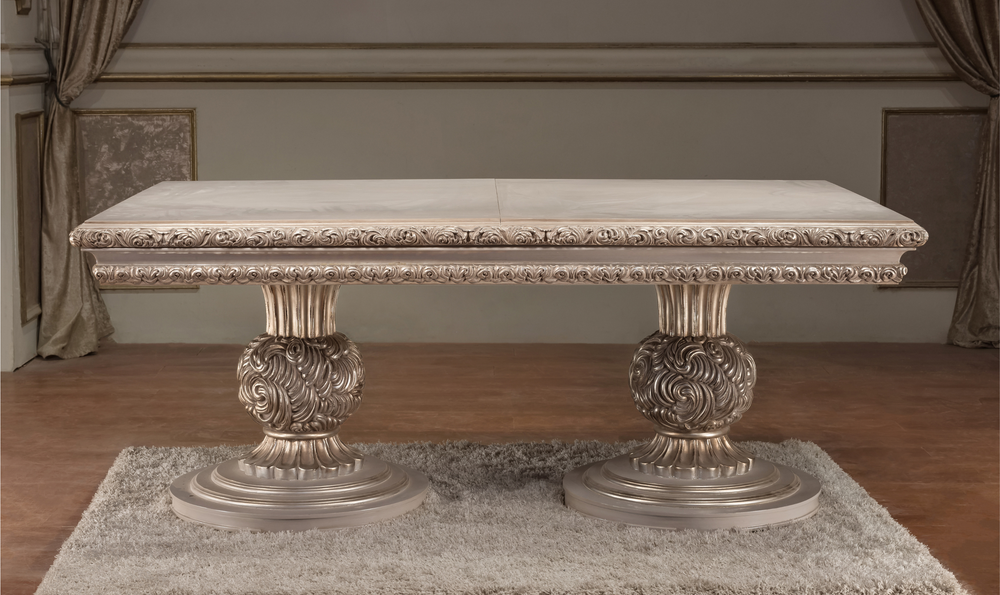 Klaussner Anna Classic Double-Pedestal Dining Table with Curved Design-Jennifer furniture