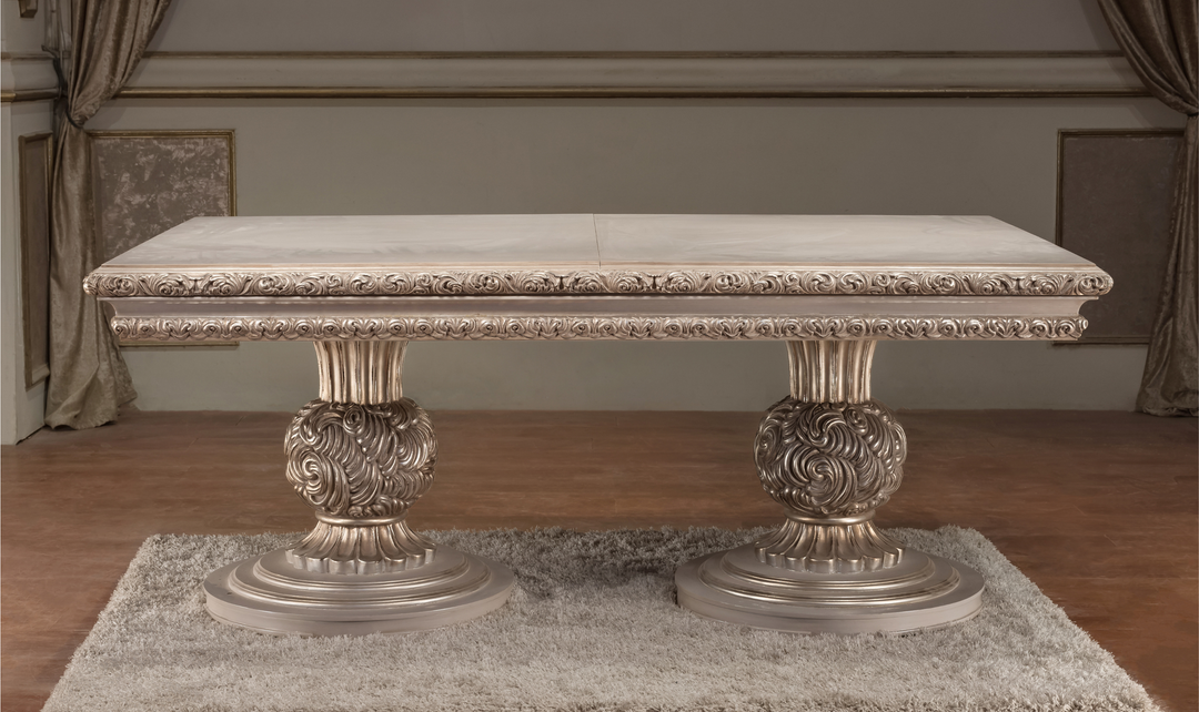 Klaussner Anna Classic Double-Pedestal Dining Table with Curved Design-Jennifer furniture