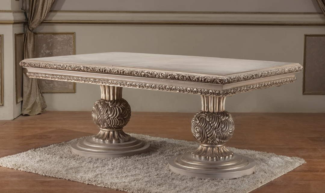 Klaussner Anna Classic Double-Pedestal Dining Table with Curved Design-Jennifer furniture