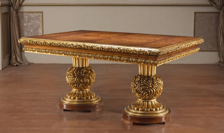 Klaussner Anna Classic Double-Pedestal Dining Table with Curved Design-Jennifer furniture