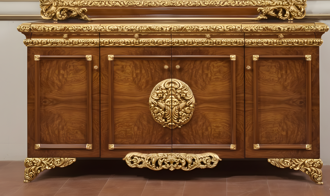 Klaussner Anna Luxury Curved Buffet with Ornate Detailing-Jennifer Furniture