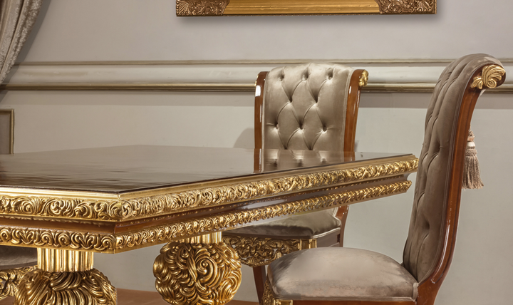 Klaussner Anna Classic Double-Pedestal Dining Table with Curved Design-Jennifer furniture