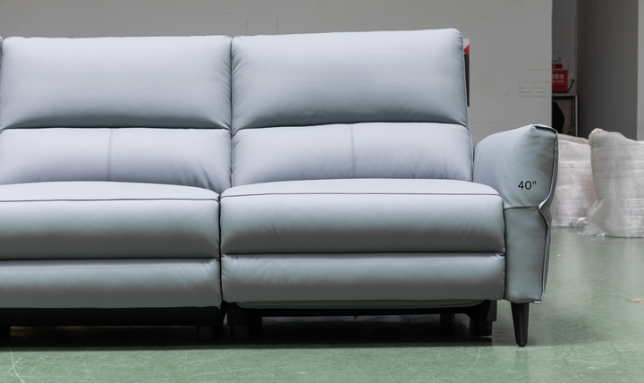 Klaussner Armonia 3-seater Blue Leather Power Reclining Sofa-jennifeer furniture