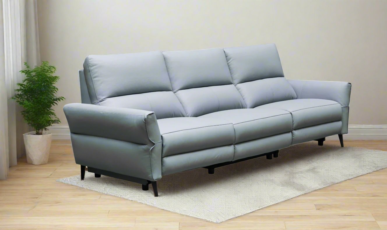 Klaussner Armonia 3-seater Blue Leather Power Reclining Sofa