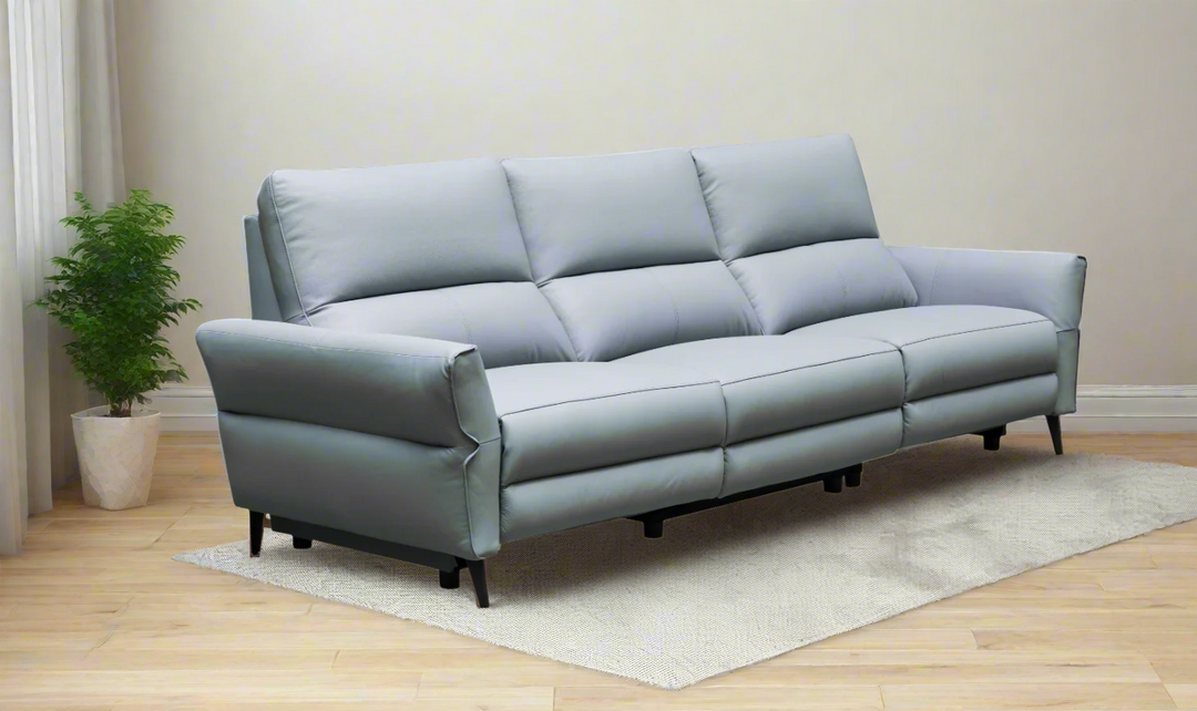 Klaussner Armonia 3-seater Blue Leather Power Reclining Sofa