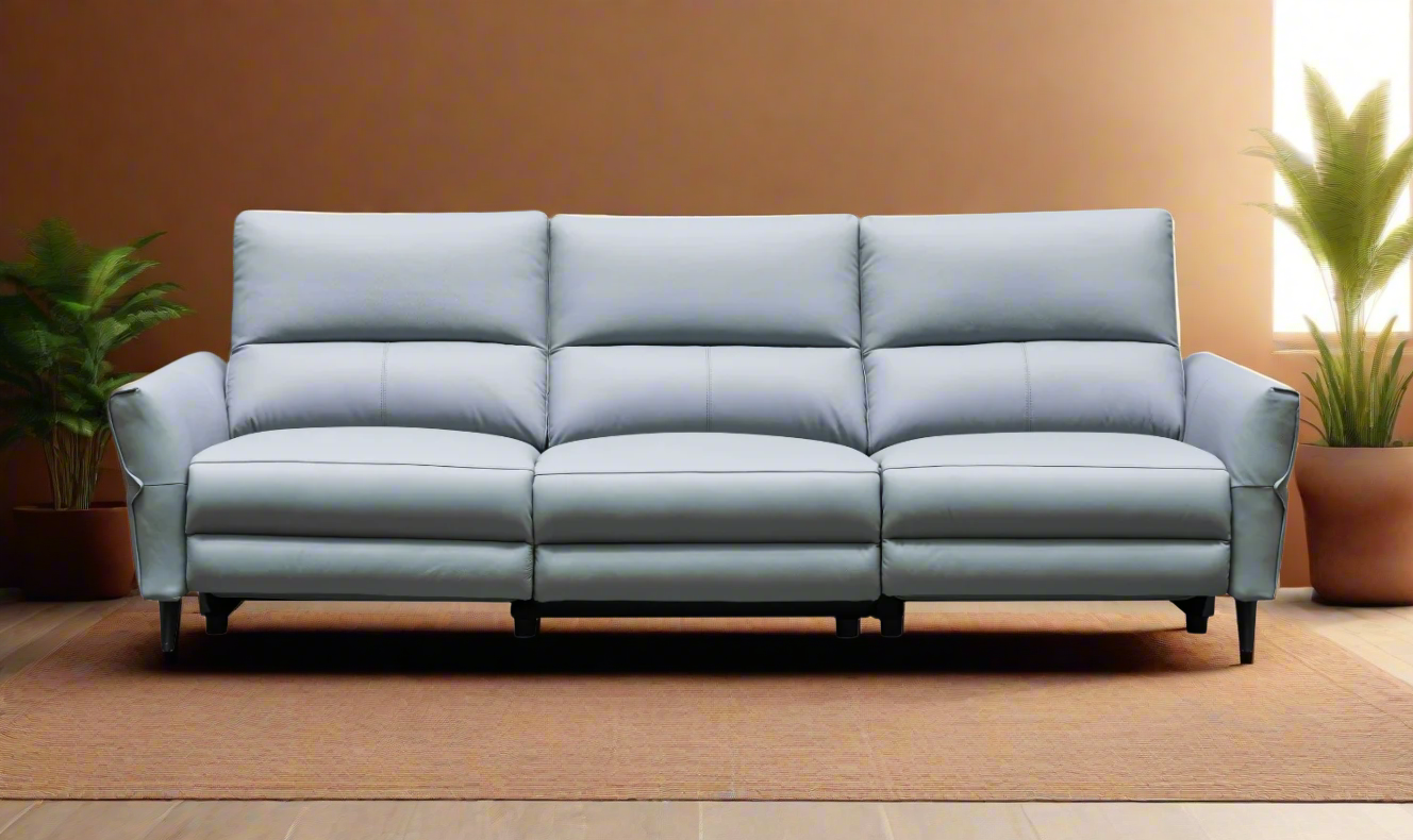 Klaussner Armonia 3-seater Blue Leather Power Reclining Sofa
