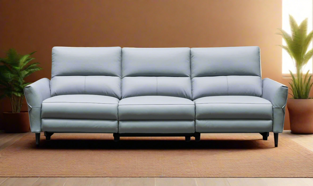 Klaussner Armonia 3-seater Blue Leather Power Reclining Sofa