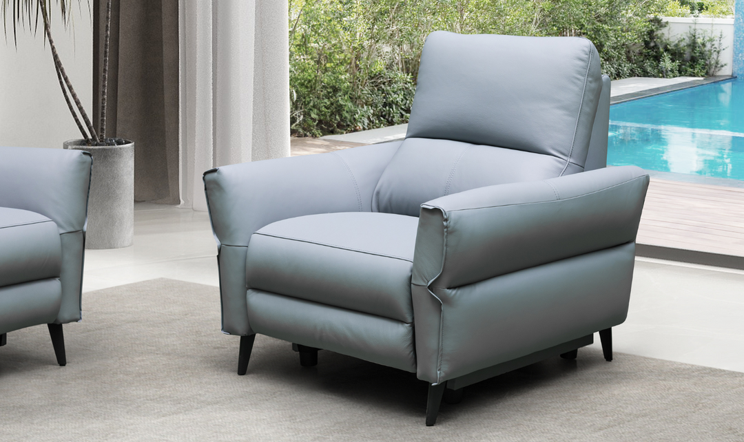 Klaussner Armonia Blue Leather Power Reclining Chair