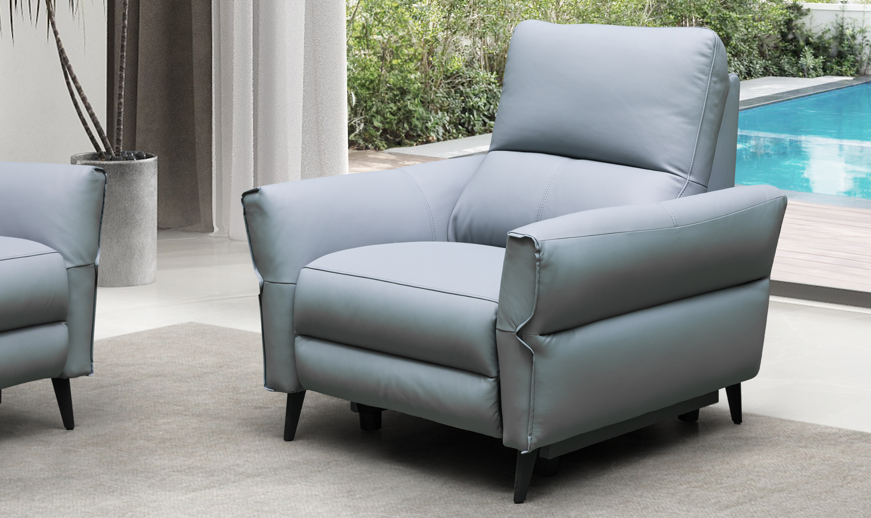 Klaussner Armonia Blue Leather Power Reclining Chair