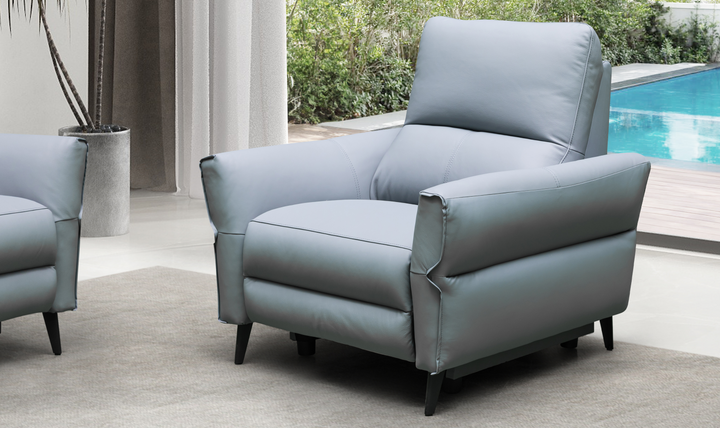 Klaussner Armonia Blue Leather Power Reclining Chair
