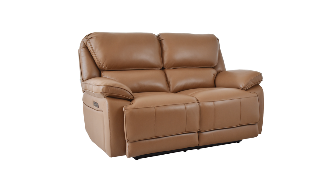 Klaussner Ashton Leather Power Reclining Loveseat with Adjustable Headrests & USB Charging-Jennifer Furniture