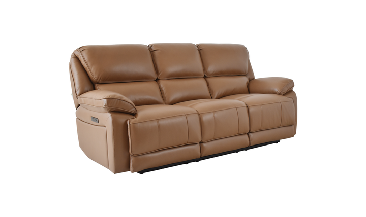 Klaussner Ashton Leather Power Reclining Sofa with USB Charging-Jennifer Furniture