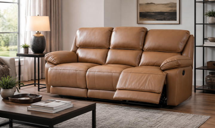 Klaussner Ashton Leather Power Reclining Sofa with USB Charging-Jennifer Furniture