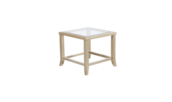 Klaussner Atlas Champagne Gold Modern End Table with Glass Top