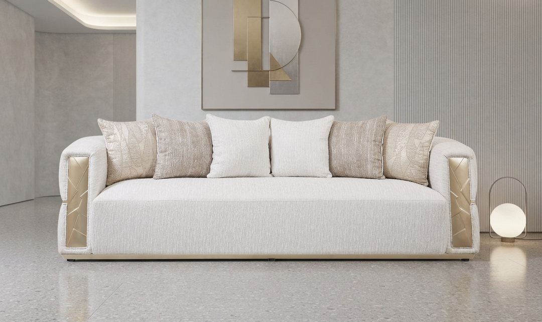 Klaussner Atlas Extra-Large Four Seater Sofa in Champagne Gold-JenniferFurniture