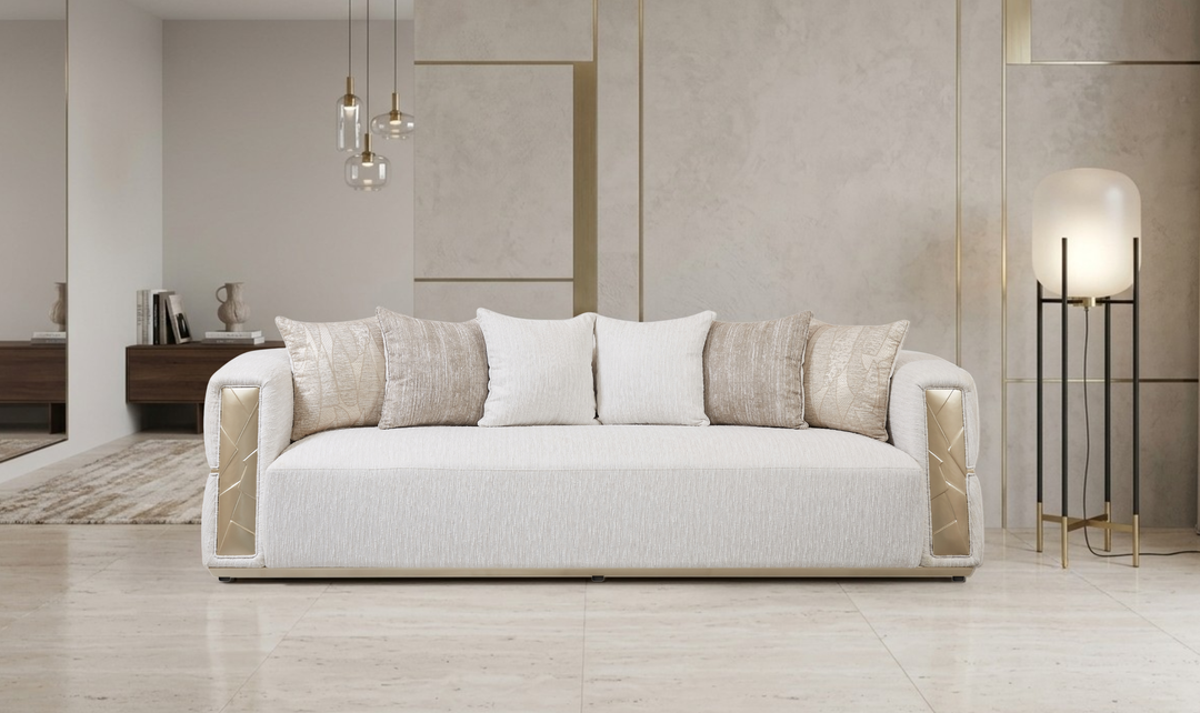 Klaussner Atlas Extra-Large Four Seater Sofa in Champagne Gold-JenniferFurniture