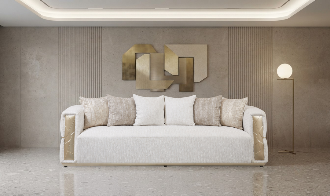 Klaussner Atlas Extra-Large Four Seater Sofa in Champagne Gold-JenniferFurniture