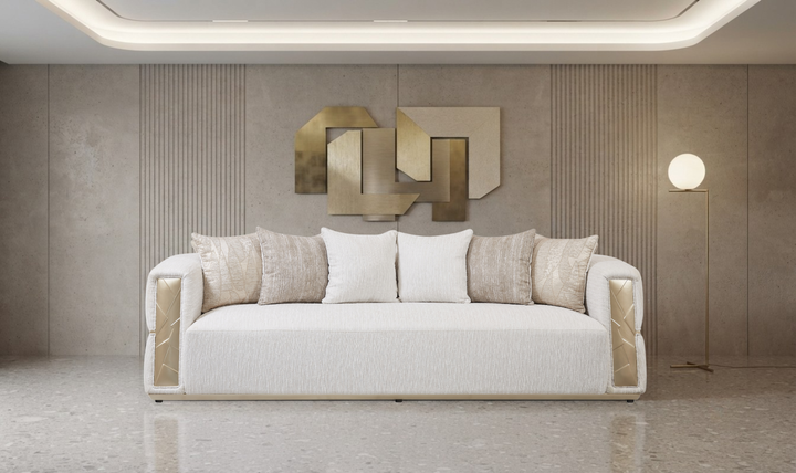 Klaussner Atlas Extra-Large Four Seater Sofa in Champagne Gold-JenniferFurniture